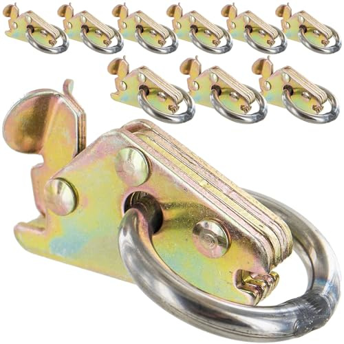 US Cargo Control E Track Tie Down Heavy Duty with Ring, Spring Loaded Fitting for E Track, Quickly and Easily Secure Cargo for Transport in an Enclosed Van, Truck, Or Trailer, 10 Pack