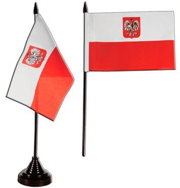 Digni® Drapeau de Table Pologne avec Aigle, Mini Drapeau - 10 x 15 cm
