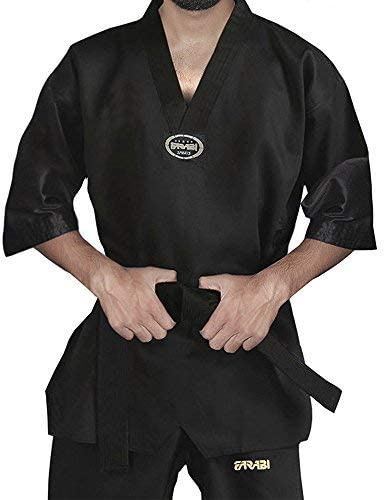 Farabi Sports Taekwondo Uniform Mix Martial Arts Uniform Set Black (Black, 170-cm)