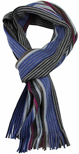 Rotfuchs Strickschal Herrenschal Damenschal Unisex reine Wolle gestreift feinstrick mit Fransen mehrfarbig