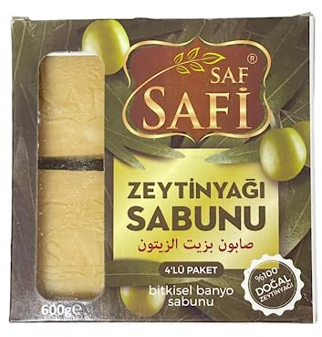 Saf Safi Naturseife 4er-Set – Handgemachte Olivenseife je 150g – Für Haar- & Gesichtspflege – Anti-Schuppen & Tiefenreinigung – 600g Gesamtgewicht