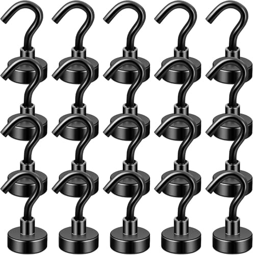 FINDMAG 20 Stück Magnethaken Extra Stark, 10 kg+ Magnetische Haken Schwarze