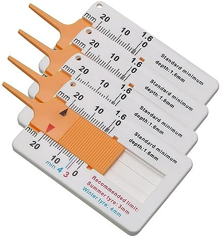 Reifenprofilmesser Auto PKW 0-20mm Werkzeug Profiltiefen Messgerät Tiefenmesser - 4 Stück.