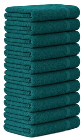 Luckytowel Handtücher Set 50x100 cm – Oeko-TEX Handtuch-Set aus 100% Baumwolle mit 600 g/m² – Frottiertücher mit Aufhängeschlaufe – flauschig & saugstark – Frottee Handtuchset – 10er Pack Petrol