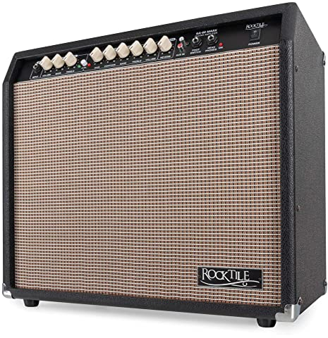 Rocktile GA-60 Mark Gitarrenverstärker - 60 Watt Gitarrencombo - 2 Kanäle (Normal/Drive) - 12 Speaker - Kopfhöreranschluss und AUX-In - 2-Band-EQ - Federhall-Effekt und Effektweg - Schwarz