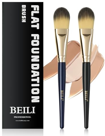 BEILI Foundation Brush Set for Liquid, Cream & Powder, Flat Face Makeup Brush for Mask & Concealer, Buffing Blending Tools, Premium Professional Makeup Brushes