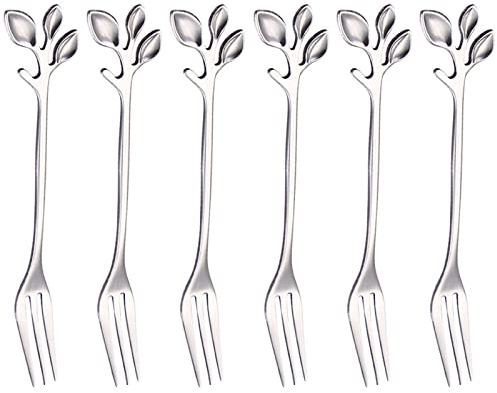 6 Stücke Kuchengabeln Edelstahlgabel Dessert Gabel Obstgabel Kleine Gabeln Glänzend und Hochglanzpoliert Spülmaschinenfest (Silber)