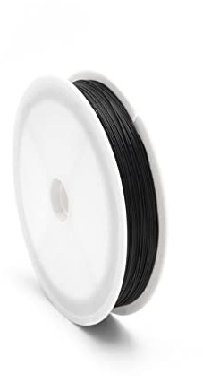 Tigertail ummantelter Stahldraht in schwarz 0,4mm 50 Meter zum Herstellen von Perlenschmuck für Damen- und Herrenschmuck geeignet