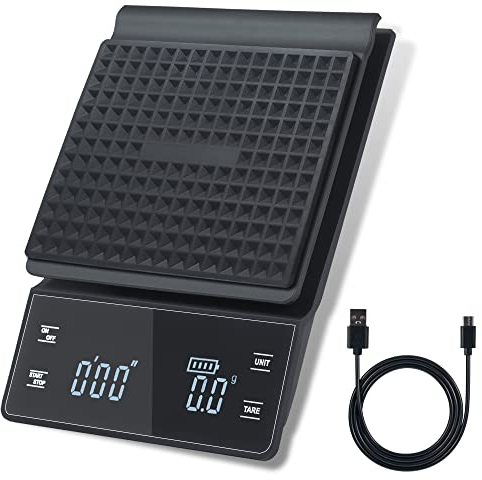Bemece Digital Coffee Scale with Timer,0.1g/3KG High Precision Kitchen Scale with Large LED Display, Electronic Espresso coffee Weighing Scales(Type C charging cable)£¨Christmas Gift)