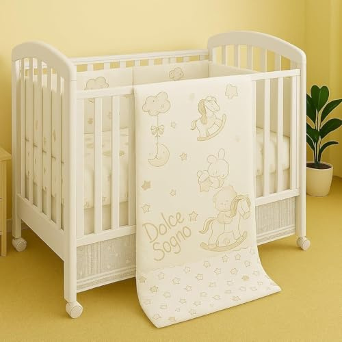 Corredocasa Completo Lenzuola Neonato per Culla Stampato Disegni Assortiti, Morbido e DelicatoDisponibile in Cotone e Flanella, Ideale per la Casa e il Letto del Neonato, Made in Italy (Beige, Cotone)