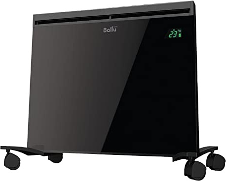 Ballu Plaza Konvektorheizung 1500W - Glaskonvektor Heizung Elektro Wandheizung Standgerät auf Rollen Wochenprogramm Timer Elektro Konvektor Heizung