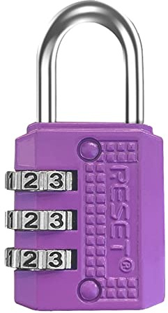 RESET -071 Mini lucchetto a combinazione, 3 cifre resettabile, viola, 1 confezione | Una serratura compatta a 3 cifre senza chiave per tiri, diari e piccole scatole, progettata per uso interno leggero.