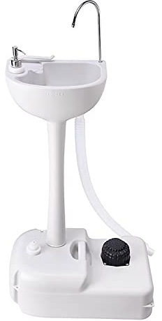 JHLP Fregadero portátil de camping de 17 litros con dispensador de jabón y ruedas rodantes, soporte ideal para lavado de manos para eventos al aire libre, reuniones, lugar de trabajo y camping