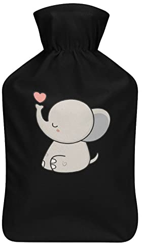 Kawaii Cute Elephant Hot Water Bag Short Plush Hot Water Bottle for Hand Feet Warmer