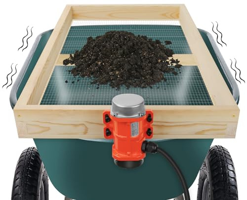 JOYSEUS Soil Sifter with Vibration Motor, Automatic Wooden Sifting Screen, Sieve for Sand Rocks Dirt Compost - 39 x 19.5 Ultra Large to Fit Most Garden Yard Wheelbarrow Carts