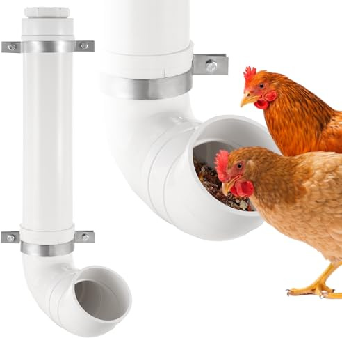 Hühnerstall-Futterstation, PVC-Rohr, Rattensicher mit Deckel Geflügelfutterstation (1 Pack)