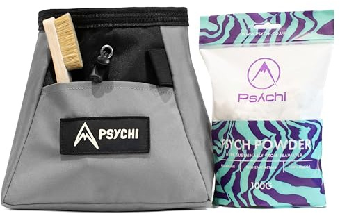 Psychi OG Bouldering Chalk Bucket Starter Bundle | 100g Climbing Chalk, Wooden Brush, For Rock Climbing and Bouldering