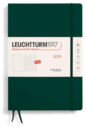 LEUCHTTURM1917 370642 Wochenkalender & Notizbuch Composition (B5) 2025, Forest Green, Englisch
