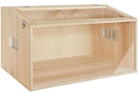 Hamsterburar i trä med klar vy ren akryl marsvin bur öppningsbar topp med akrylark tuggsäker ventilator (80 x 40 x 40 cm)