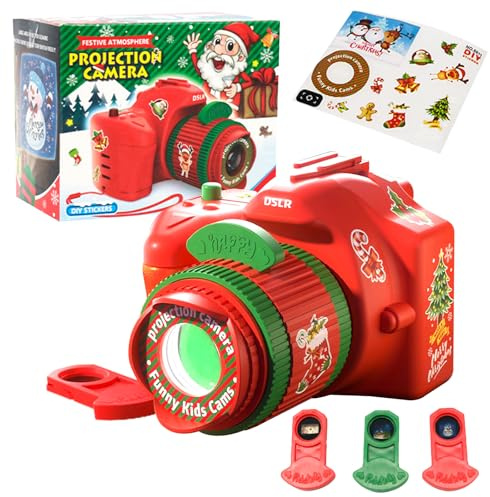 POPOYU Christmas Projector Camera for Kids,Christmas Slide Projector Camera with Realistic 3 Patterns Camera Projector,Kids Sleep Story Projector for Fun Christmas Stocking Eve Box Fillers