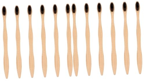 FRCOLOR 12stücke Biologisch Abbaubare Zahnbürsten Mit Naturborsten Umweltfreundliches Zahnpflege-set Für Erwachsene Für Reisen Und Camping