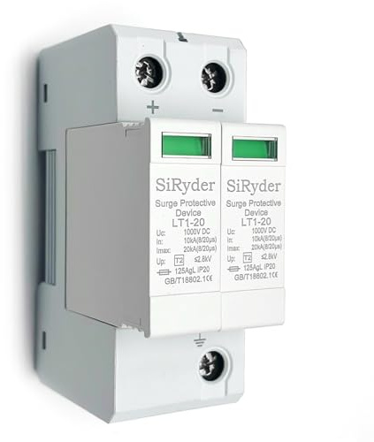 Scaricatore di Sovratensione 220V, DC1000V 2P 10KA~20KA Fotovoltaico Protettore di Fulmini Casa Bassa Tensione Protettore di Sovratensione per Uso Domestico, Impianti Fotovoltaici