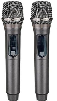 aichilra Wireless Microphone, Handheld Dynamic Microphones with Receiver and 3. 5mm Converter, Rechargeable Wireless Dual UHF Microphones for Karaoke Singing, Wedding, DJ, Party