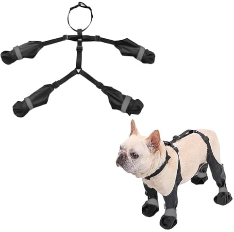 HADAVAKA Dog Suspender Booties, wasserdichte rutschfeste Hundeschuhe Für Alle Jahreszeiten Mit Reflektierendem Streifen, Verstellbare Suspenderboots, Hundeleggings Mit Hilfsriemen (XS)