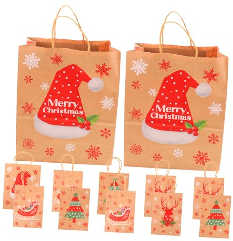 ERINGOGO 12stücke Weihnachten Verpackung Taschen Papier Geschenktüten Süßigkeiten Beutel Aufbewahrungstaschen Party Lagerung Halter Weihnachts-themen-beutel
