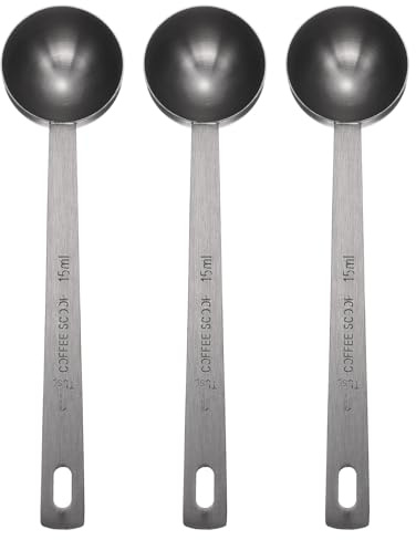 sourcing map 3pcs Single Measuring Spoon 1tbsp (3tsp, 15ml) Teaspoon/Tablespoon 304 Stainless Steel Single Tiny Square Bowl Measuring Spoon Long Handle Measure Scoop, Black