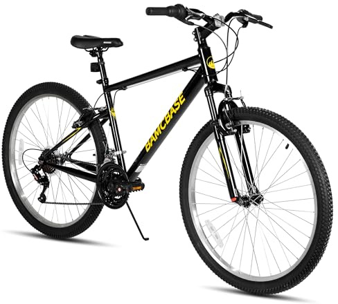HH HILAND 26 Inch Mountain Bike, Mens Womens MTB with 18 Speeds, High-Tensile Steel Frame, V Brake, Hardtail Bicycle for Adults Black