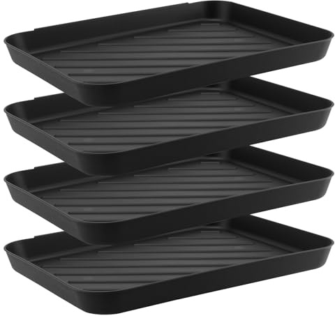CHUIFAI 4 Stück Schuhablage Schuhabtropfschale groß, 40 x 30 x 3cm Kunststoff Schuhablage, Schuhwanne Schwarz Schuhabtropfschale groß, Schuhschale Plastik für Innen, Flur, Schrank, Auto