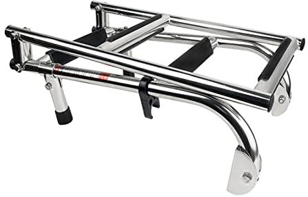 OZBMA Stainless Steel Boat Ladder Swimming Pool Stainless Steel Foldable Boat Ladder, Stern Mount Pontoon Boat Ladder with Mounting Screws, for Marine Boat Yacht