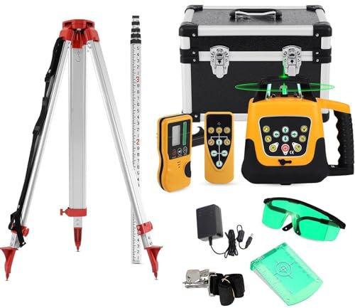 Livella Laser Rotante Green Beam con Treppiede, Kit di Livella Laser Autolivellante A 360 Gradi, Utilizzabile per Appendere Quadri, Costruire Pavimenti, Ristrutturare Pareti Piastrellate
