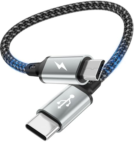 layajia USB C auf Micro USB Kabel 0.2M, USB Typ C auf Micro Kabel Nylon Geflochtenes Android Ladekabel Kompatibel für Samsung Galaxy S7/S5/J3/5/J7, Huawei, HTC, LG und Micro USB Geräte