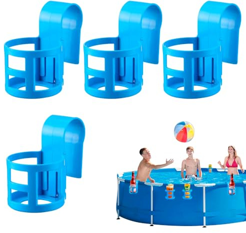 XFSRG 4 Piezas Portavasos de Piscina Desmontable Accesorios Piscina Portavasos Colgante para Colocar Bebidas y Objetos Pequeños en el Borde de la Piscina （Azul 1）