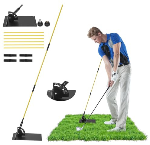 Mekturm Golf Swing Trainer for Swing Plane and Alignment, Golf Training Aids with 2 of 1M Golf Alignment Sticks and Stick Holder for Golf Swing Posture Correction, Golf Practice Training Aid Tool Set