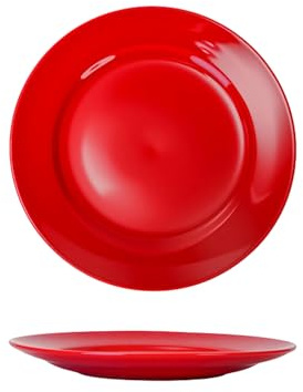 Frutero de cerámica simple rojo para restaurante, hotel, plato de carne occidental, color rojo monocromático
