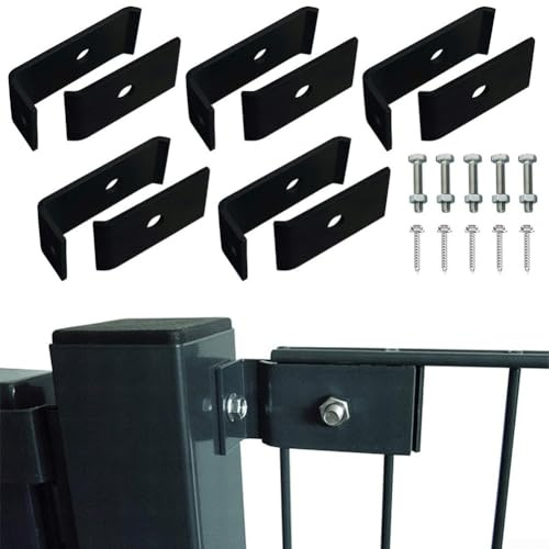 Weatherproof Mesh Panel Installation Kit Fence Fasteners For Securing Fence Mesh Panels, Includes 5 Brackets, Screws, Fixing Rods, And Nuts