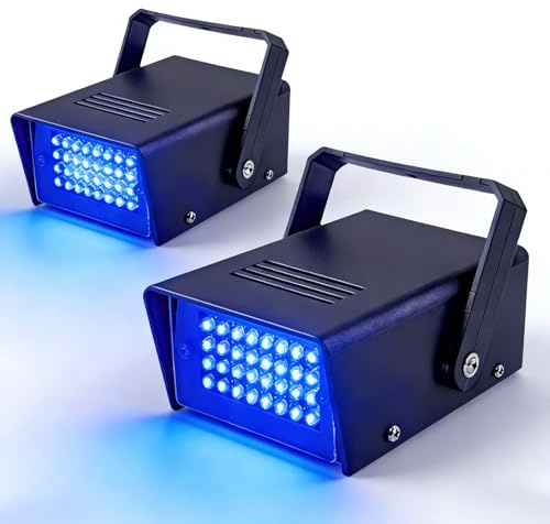 2 Packungen Mini Stroboskop Licht, 32 LED Disco Licht Partylicht Strobe Light, Stroboskope Blau Blitzlichter für DJ Halloween Karaoke Party in Kleinen Räumen Parties