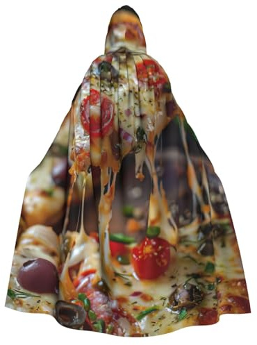 LIXLZH Tasty Pizza Print Men And Women Adult Hooded Cloak Cosplay Halloween And Christmas Carnival Theme