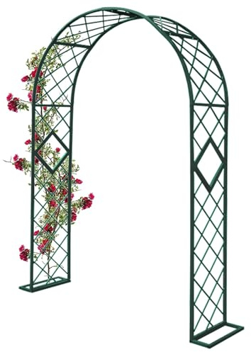 Arche de jardin pour plantes grimpantes - Treillis métallique en acier - Pour cérémonie de mariage - Treillis extérieur - 1,4 m x 3 m de large - 2,3 m de haut - Vert - 260 x 230 cm (l x H)