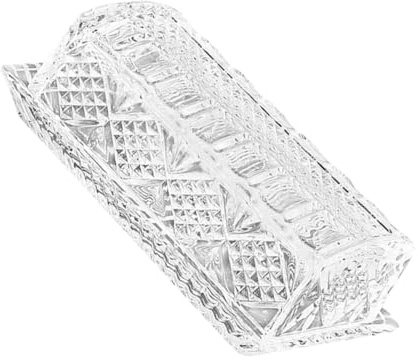 Toyvian Mantequera de Vidrio Rectangular con Tapa Transparente Diseño Europeo Elegante Caja para Mantequilla Plato para Almacenamiento de Alimentos Accesorio Decorativo para Cocina