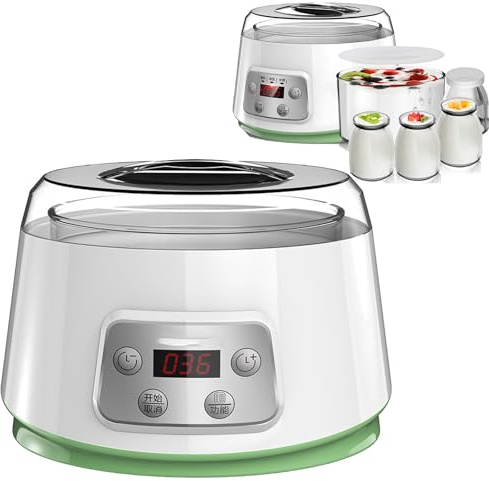 Yogurtiera con 4 Contenitori In Vetro, Capacità Grande da 1,3L, Mini Yogurtiera Compatta per Fermentazione con Tempo Regolabile, per Yogurt, Yogurt Greco, Formaggio, Natto