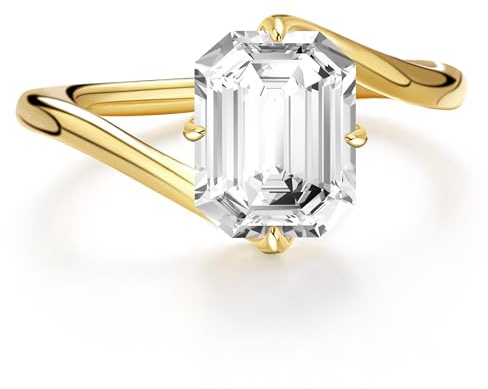 Fimewon 14K Gold Plated Rings for Women Non Tarnish Solitaire Cubic Zirconia Wedding Bands Trendy Gifts for Mom, Size 7