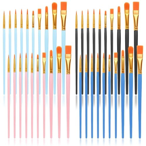 40PCS Small Paint Brushes Set, Paint Brush Set for Art Paintbrushes for Art | Oil Paint Brushes with Smooth Tip, 4 Colors 10 Sizes, Fine Paint Pen for Watercolor Painting Face Painting Statue Decorations