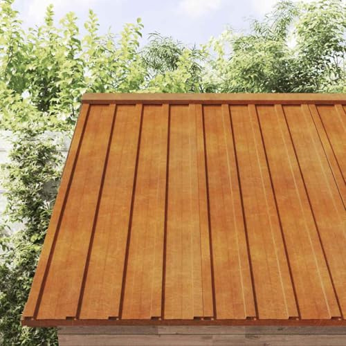 Mokuyary Dachplatten 12 Stück Rostig 80x44 cm Cortenstahl, Wellplatten Dach Welldach wetterfest, Wellblechplatten Trapezblech Dachblech für Gewächshäuser, Garagen, Schuppen