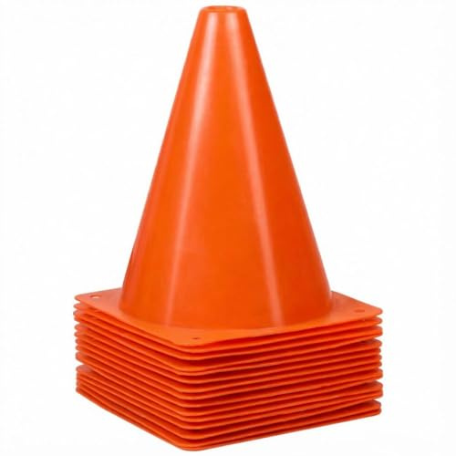 15 Pack Football Cones, 7 Inch Sports Training Cones, Plastic Marker Training Traffic Cones for Football,Skate, Soccer, Outdoor Games, Festive Events, Orange