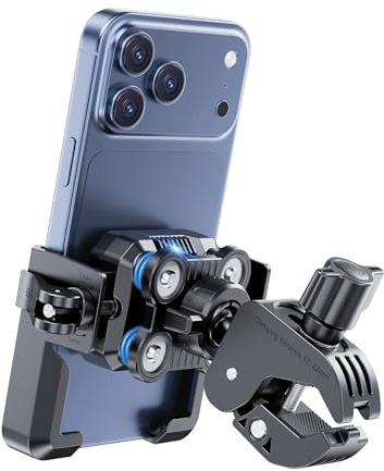 Motorrad-Handyhalterung – [4 Vibrationsdämpfer] [Anti-Block-Kamera] Fahrrad-Telefonhalterung, Lenker-Handyhalterung, Motorradhalterung für iPhone und Samsung 11,9-17,8 cm Smartphones