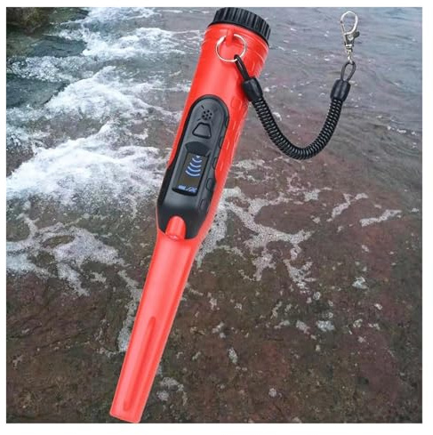 Rilevatore di metalli, Metal detector con indicatore impermeabile torcia a LED, localizzatore subacqueo IP68 Super Pinpointer for monete d'oro e d'argento per Oro Argento Rame(Red)
